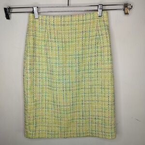 Teri Jon Tweed Pencil Skirt Yellow Multicolor Made in USA